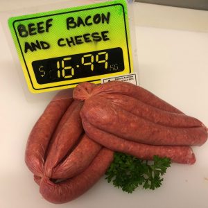 Beef, Bacon & Cheese Sausages