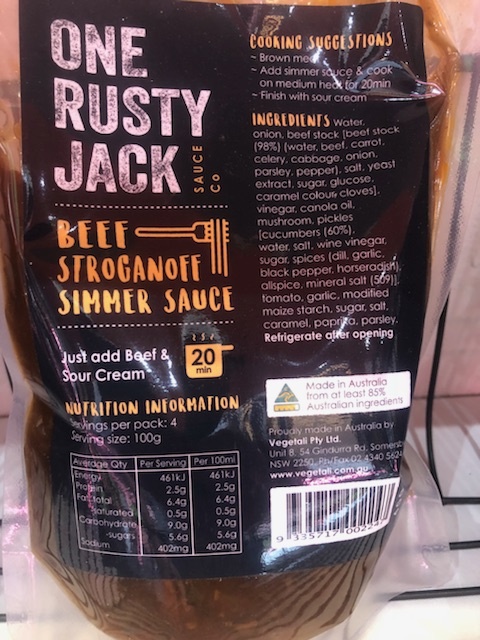 One Rusty Jack Beef Stroganoff Simmer Sauce